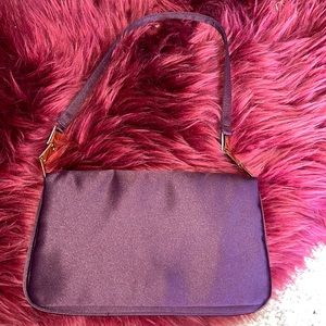 New Ralph Lauren Burgundy Purse gold accent small satin fabric evening bag